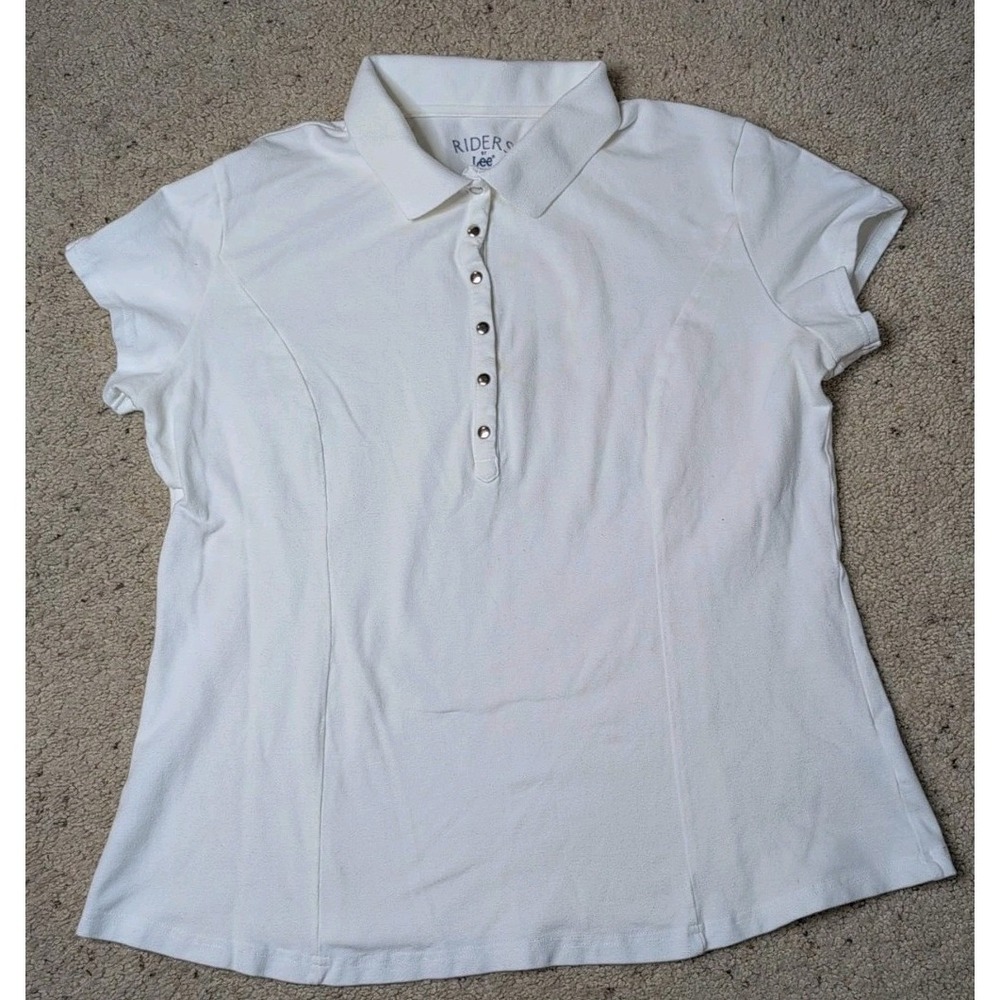 Riders by Lee Women's XL White Golf Polo Shirt Stretch Cotton Blend Short Sleeve